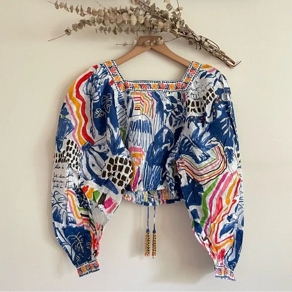 FARM RIO Top Wild Brazil Cotton Crop Top XS Multicolor
